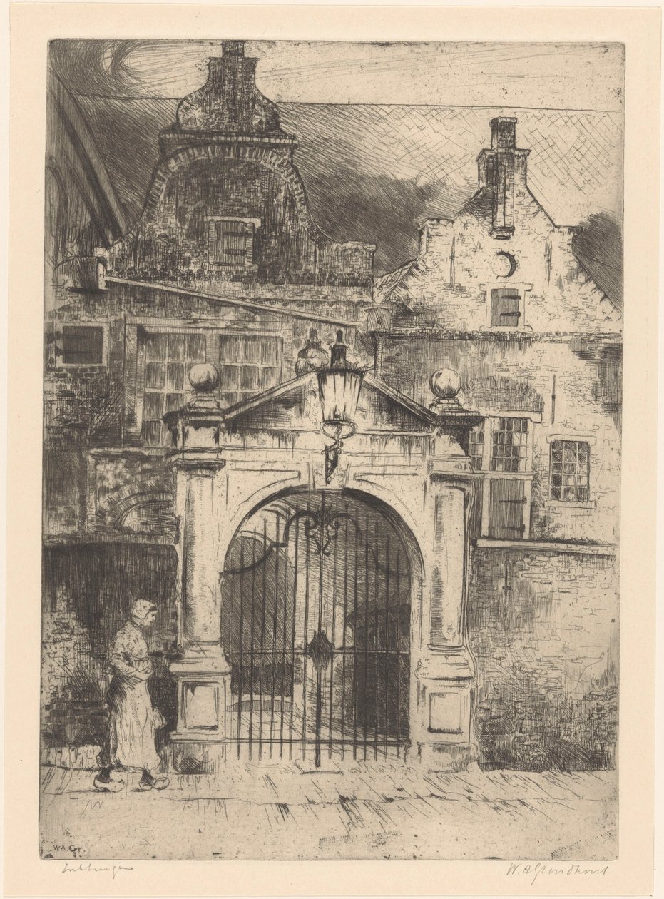 Enkhuizen (oryginalny tytuł na obiekcie) autorstwa Willem Adrianus Grondhout (signed by artist)