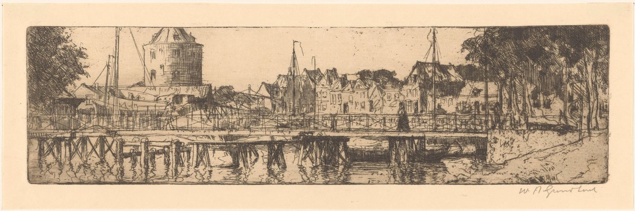 Enkhuizen autorstwa Willem Adrianus Grondhout (signed by artist)