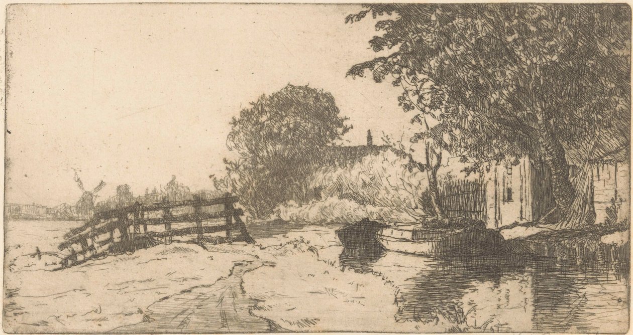 Dom na wodzie w Binckhorst w Hadze autorstwa Willem Adrianus Grondhout (signed by artist)