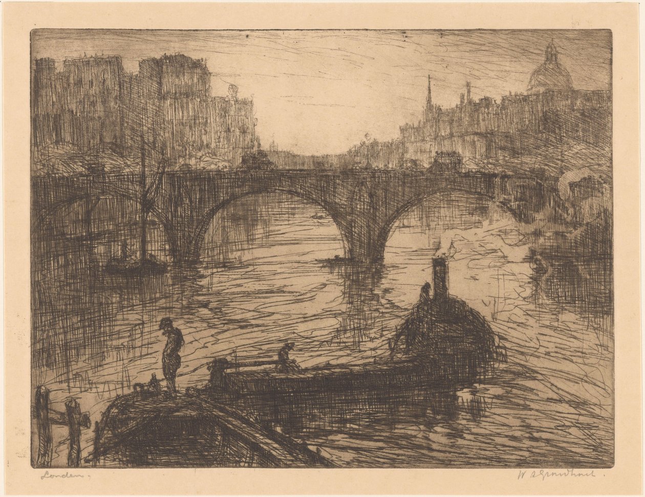 Londen (oryginalny tytuł na obiekcie) autorstwa Willem Adrianus Grondhout (signed by artist)