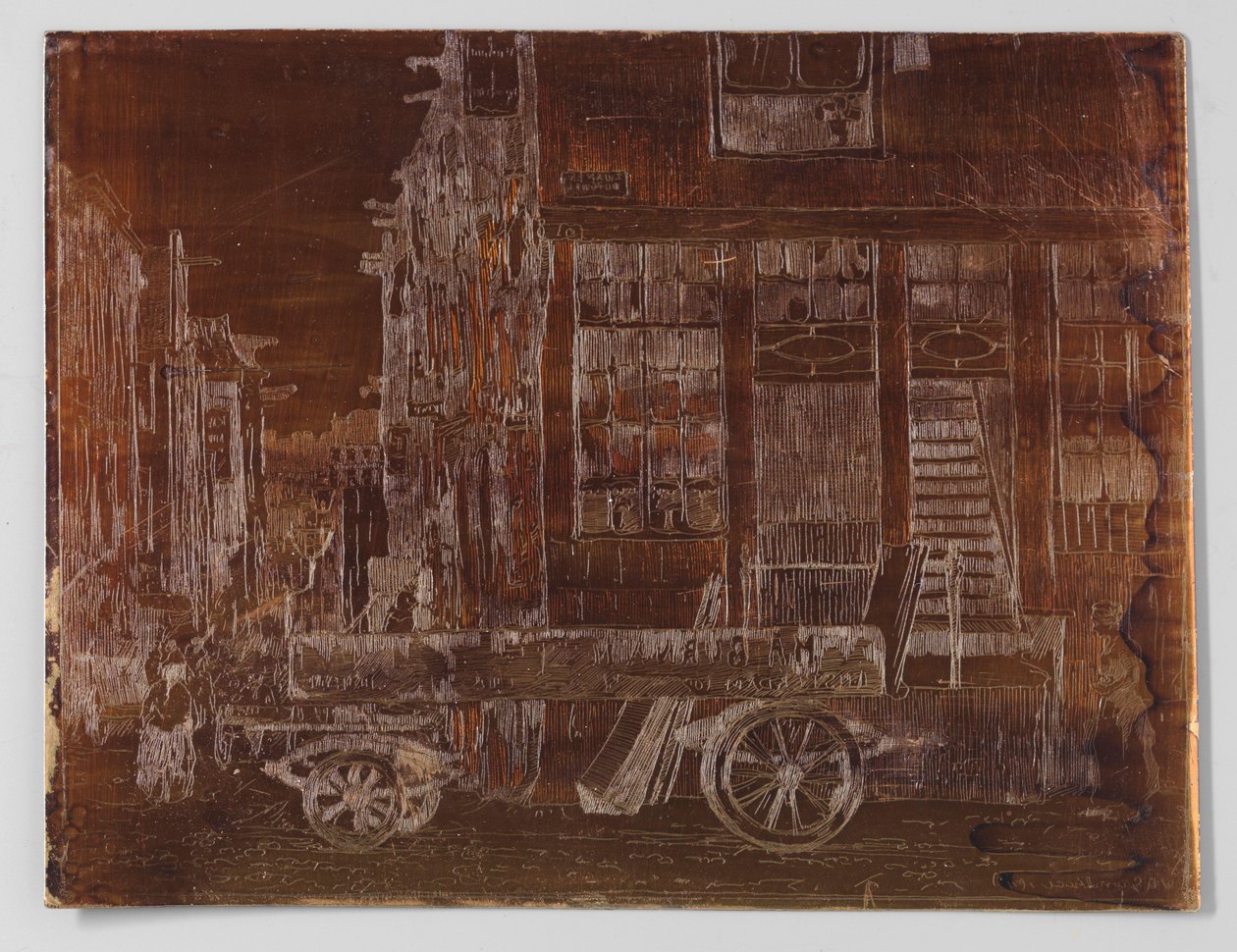 Stara część Amsterdamu z samochodem na pierwszym planie autorstwa Willem Adrianus Grondhout (signed by artist)