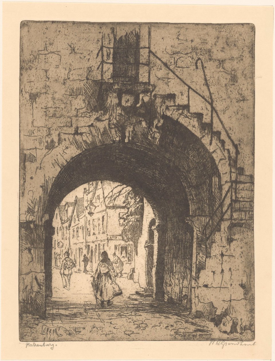 Rothenburg (oryginalny tytuł na obiekcie) autorstwa Willem Adrianus Grondhout (signed by artist)
