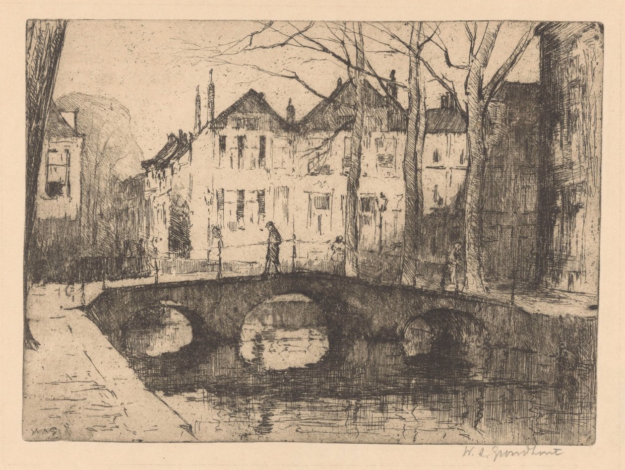 Wykuj wodę w Hadze autorstwa Willem Adrianus Grondhout (signed by artist)