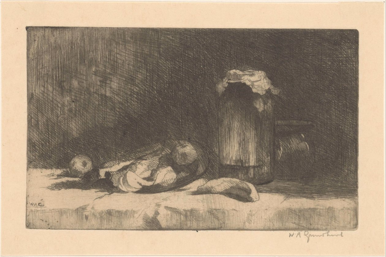 Martwa natura z owocami i butelką konserw autorstwa Willem Adrianus Grondhout (signed by artist)