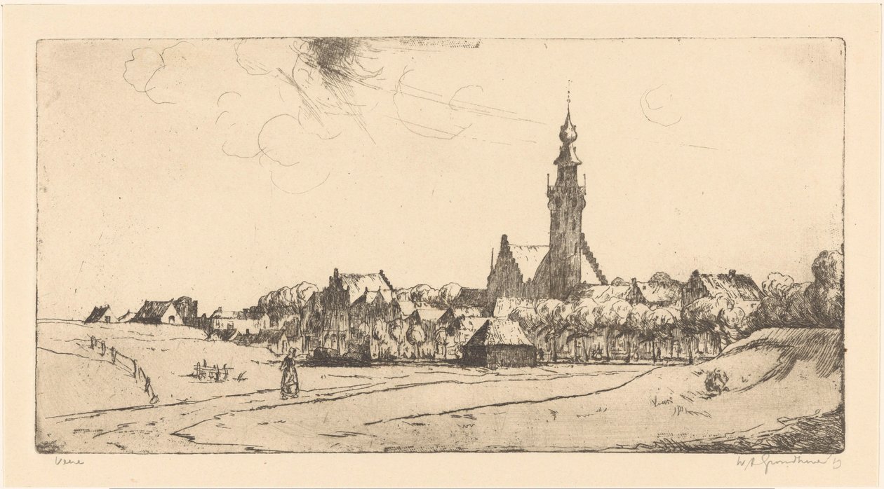 Veere (oryginalny tytuł na obiekcie) autorstwa Willem Adrianus Grondhout (signed by artist)