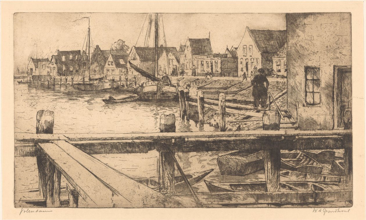 Volendam (oryginalny tytuł na obiekcie) autorstwa Willem Adrianus Grondhout (signed by artist)