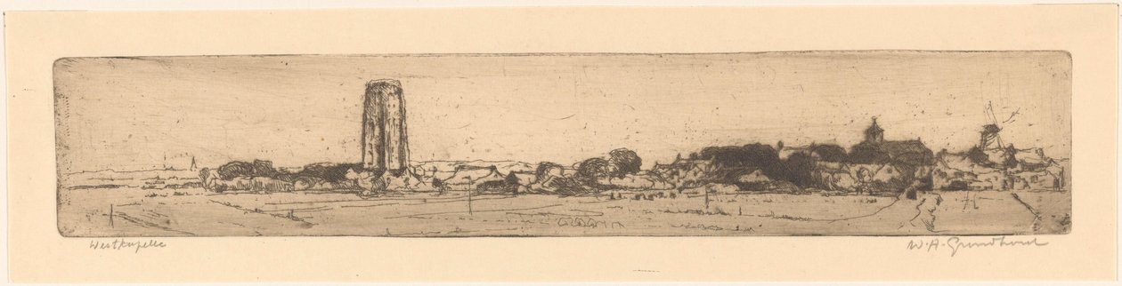 Westkapelle (oryginalny tytuł na obiekcie) autorstwa Willem Adrianus Grondhout (signed by artist)