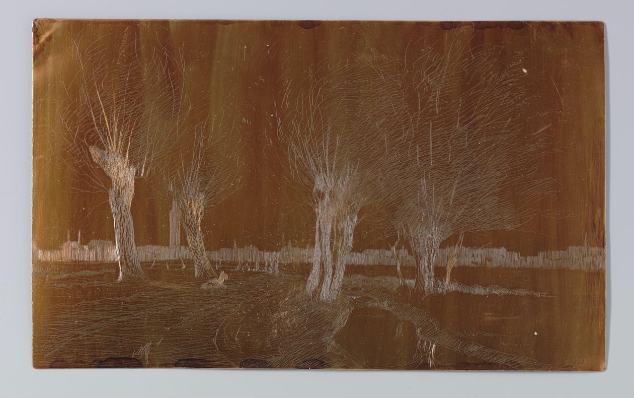 Wierzby w rowie w Binckhorstlaan w Hadze autorstwa Willem Adrianus Grondhout (signed by artist)