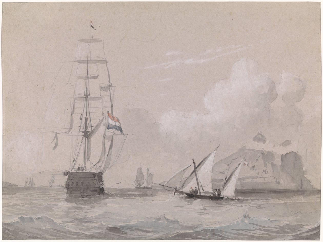 Holenderski żaglowiec u wybrzeży Gibraltaru autorstwa Willem Anthonie van Deventer