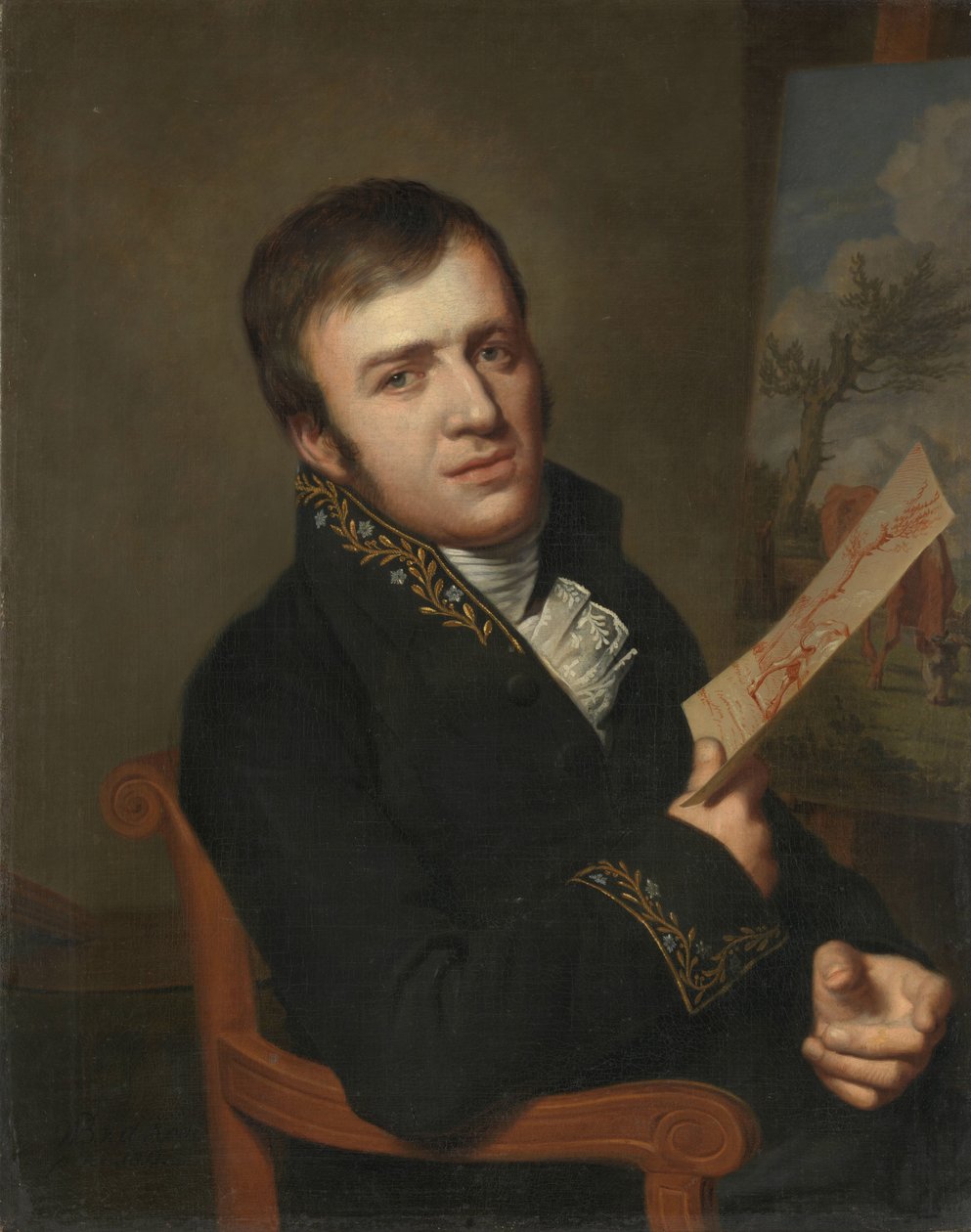 Jan (baptysta) Kobell II (1778-1814), malarz, w mundurze członka Królewskiego Instytutu Nauki, Literatury i Sztuk Pięknych autorstwa Willem Bartel van der Kooi