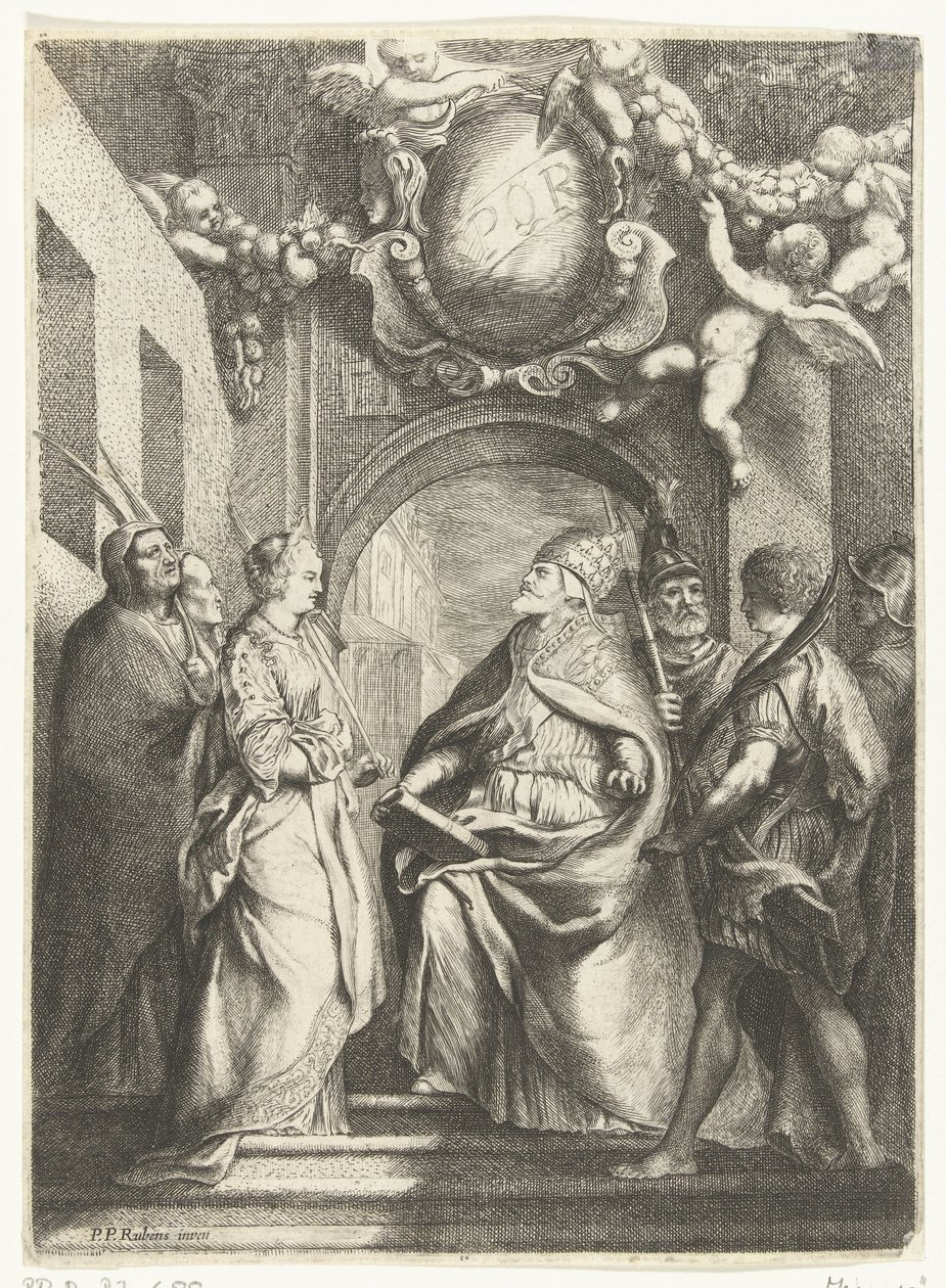 Święty Grzegorz Wielki z czterema innymi świętymi autorstwa Willem Basse