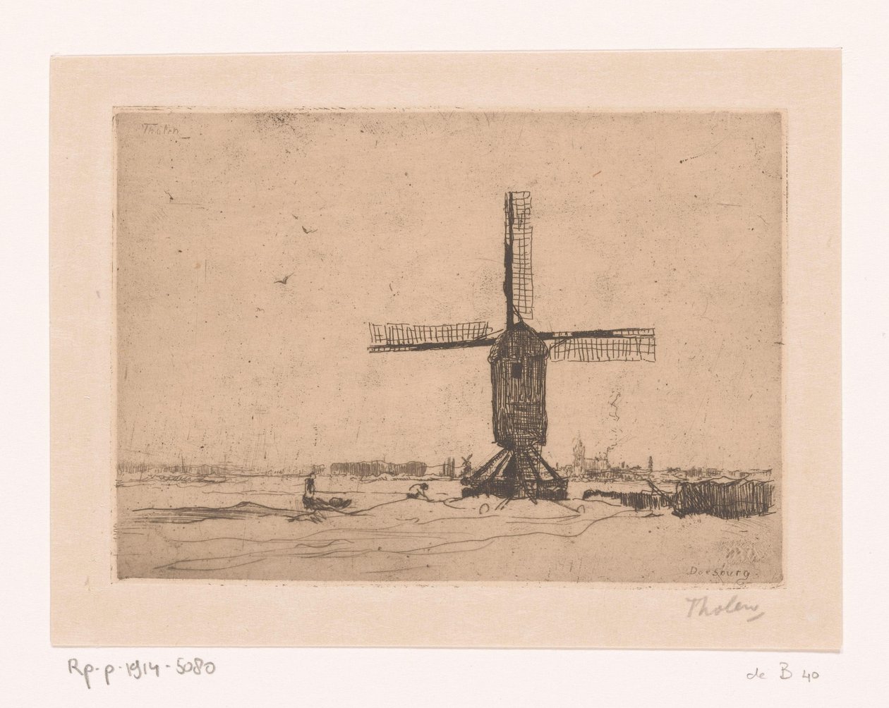 Młyn Doesburger Wiatrak koło Doesburga (tytuł oryginalny) autorstwa Willem Bastiaan Tholen (signed by artist)