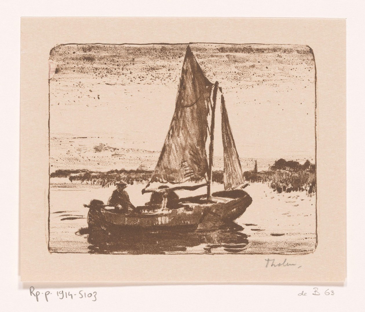 Mężczyzna w żaglówce Łódź (oryginalny tytuł) autorstwa Willem Bastiaan Tholen (signed by artist)