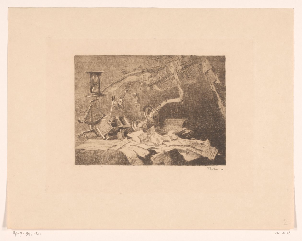 Martwa natura ze spadającymi i połamanymi przedmiotami Koniec (tytuł oryginalny) autorstwa Willem Bastiaan Tholen (signed by artist)