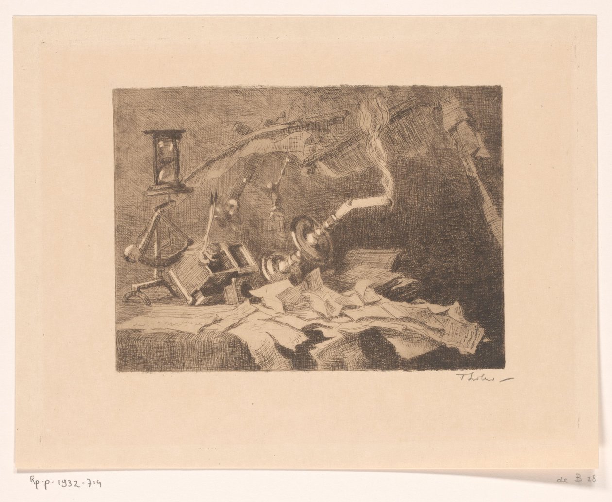 Martwa natura ze spadającymi i połamanymi przedmiotami Koniec (tytuł oryginalny) autorstwa Willem Bastiaan Tholen (signed by artist)
