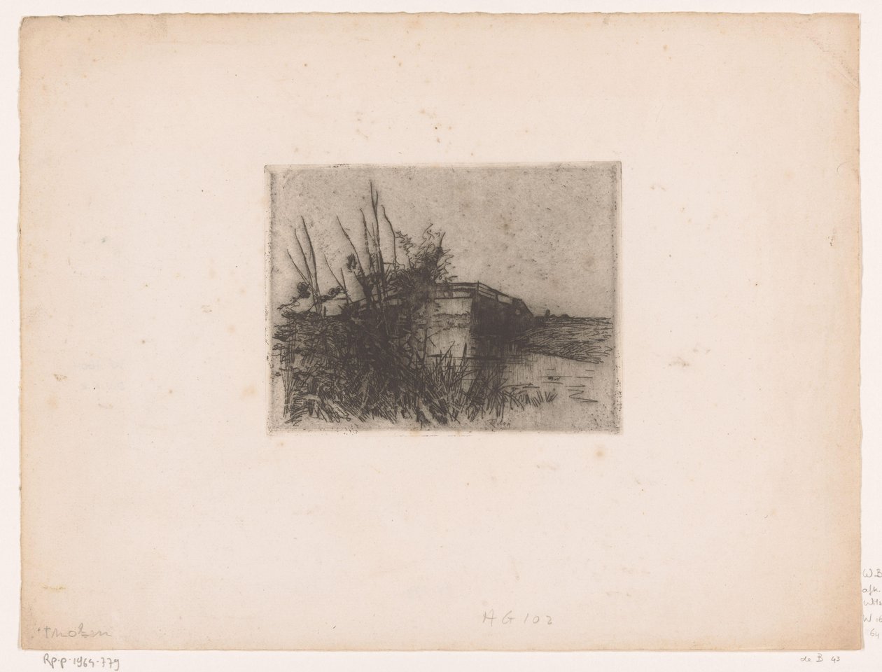 Most nad rowem, niedaleko Giethoorn Wysoki most, Giethoorn (tytuł oryginalny) autorstwa Willem Bastiaan Tholen