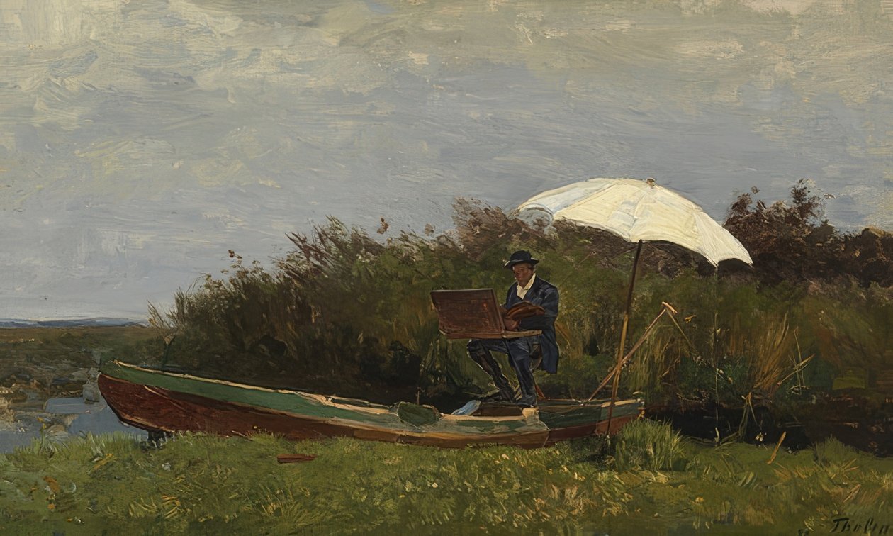 Paul Gabriël pracuje na łodzi. 1882 autorstwa Willem Bastiaan Tholen