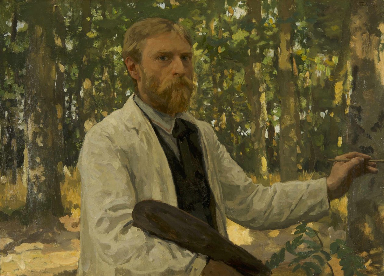 Autoportret w zalesionym krajobrazie, 1895. autorstwa Willem Bastiaan Tholen