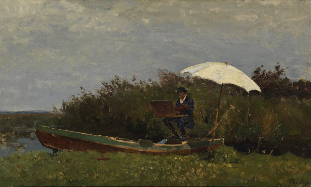 Malarz Gabriël pracujący w łodzi, 1882 autorstwa Willem Bastiaan Tholen