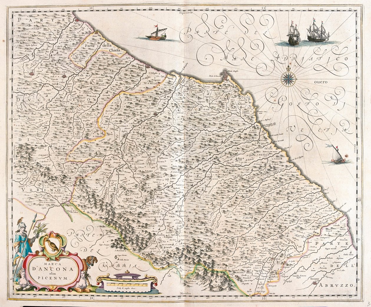 Ancona, Marche, Włochy, w "Theatrum Orbis Terrarum, sive Atlas Novus" Willema Blaeu, Amsterdam autorstwa Willem Blaeu