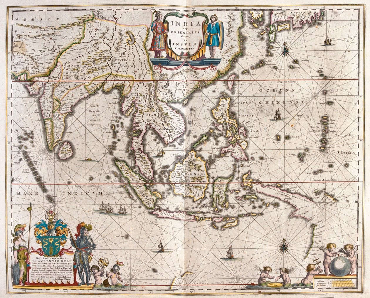Azja, rozciągająca się od Indii przez Tybet po Japonię i Nową Gwineę, w "Theatrum Orbis Terrarum, sive Atlas Novus" Willema Blaeu, Amsterdam autorstwa Willem Blaeu
