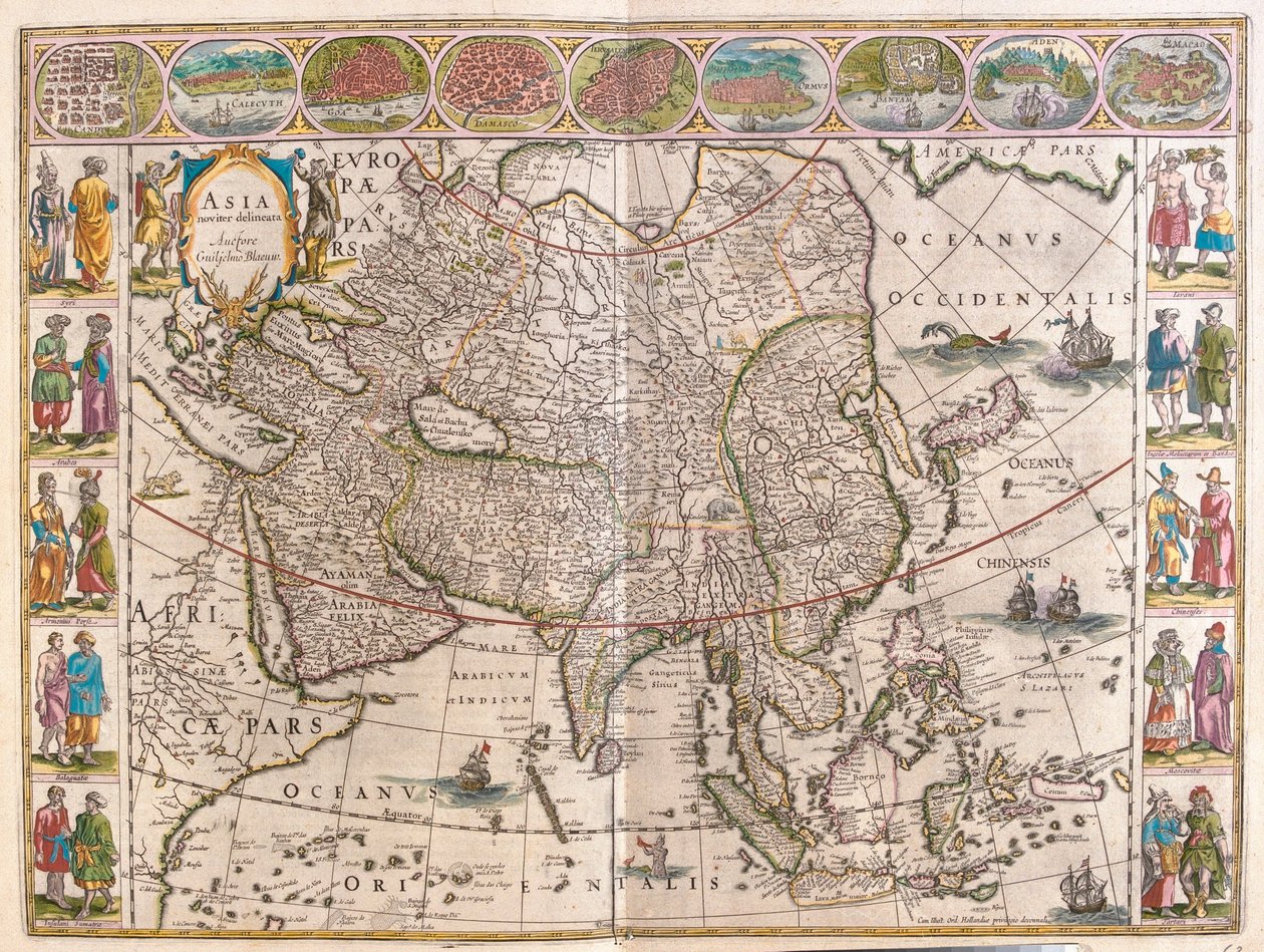 Azja, w "Theatrum Orbis Terrarum, sive Atlas Novus" Willema Blaeu, Amsterdam autorstwa Willem Blaeu