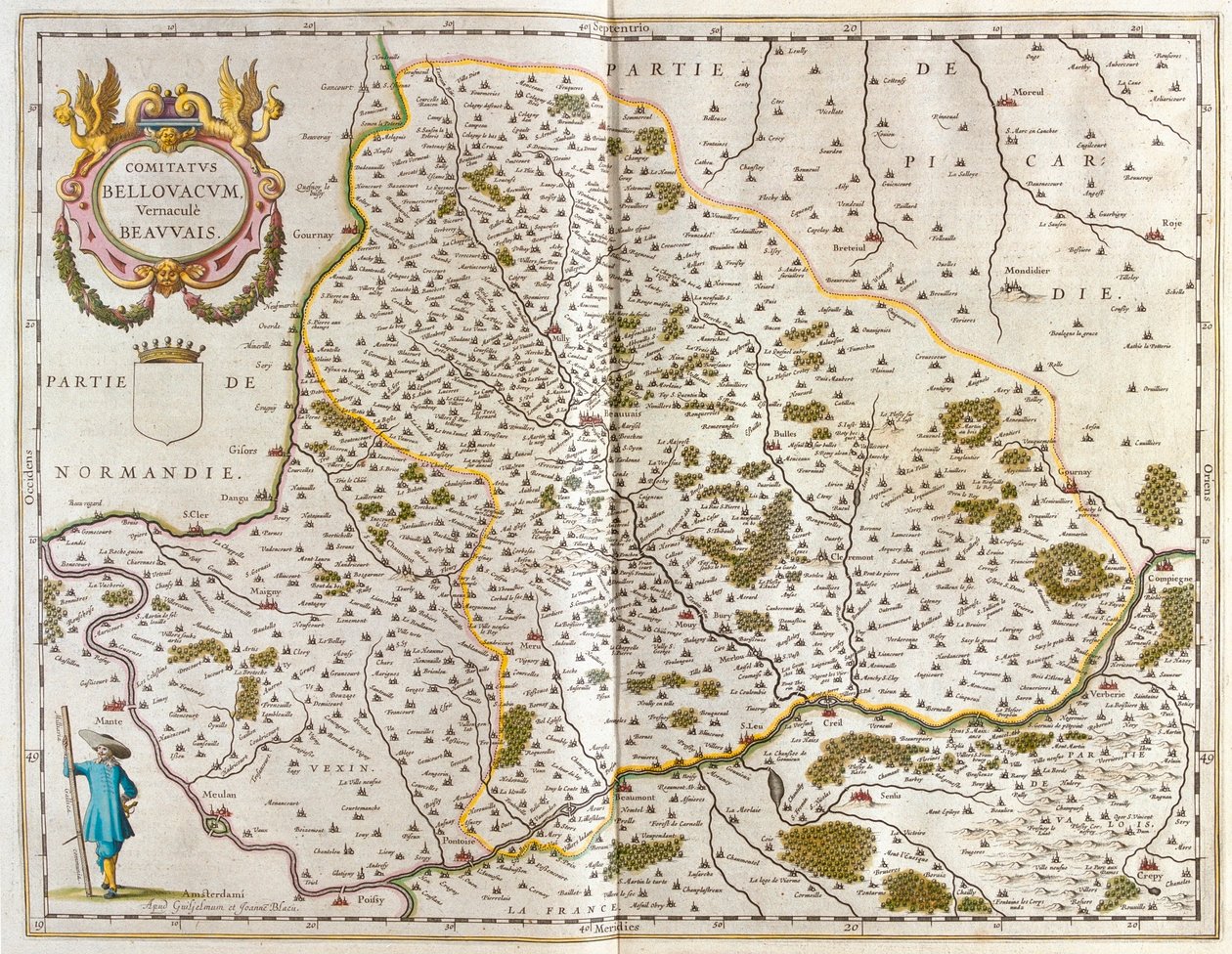 Beauvais, w "Theatrum Orbis Terrarum, sive Atlas Novus" Willema Blaeu, Amsterdam autorstwa Willem Blaeu