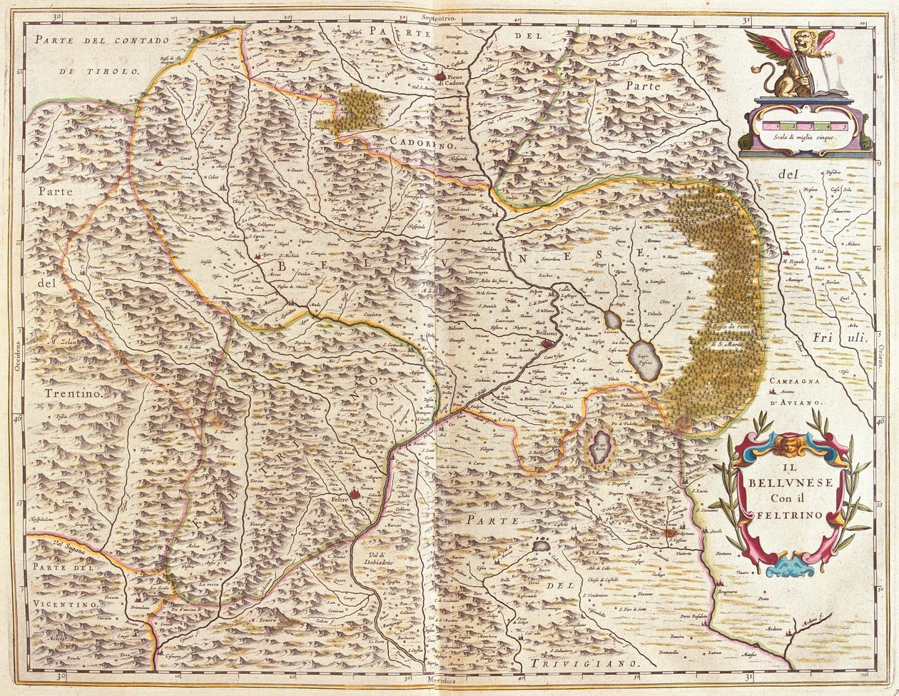 Belluno i Feltre, Włochy, w "Theatrum Orbis Terrarum, sive Atlas Novus" Willema Blaeu, Amsterdam autorstwa Willem Blaeu