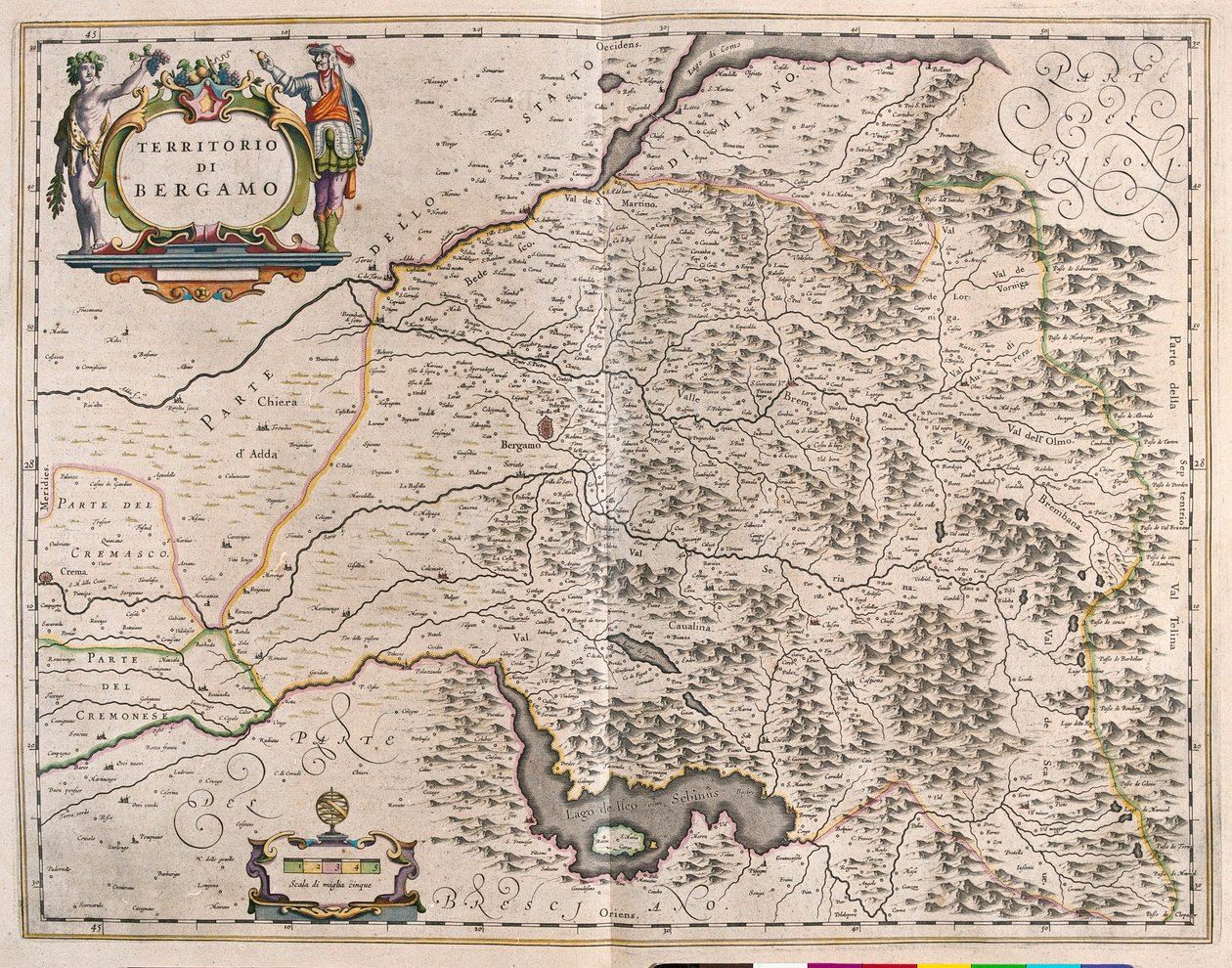 Bergamo, Włochy, w "Theatrum Orbis Terrarum, sive Atlas Novus" Willema Blaeu, Amsterdam autorstwa Willem Blaeu