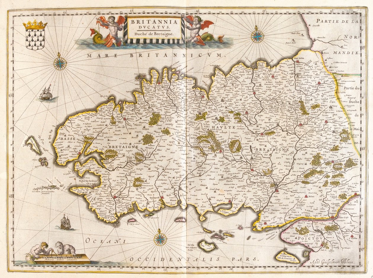 Bretagne, w "Theatrum Orbis Terrarum, sive Atlas Novus" Willema Blaeu, Amsterdam autorstwa Willem Blaeu