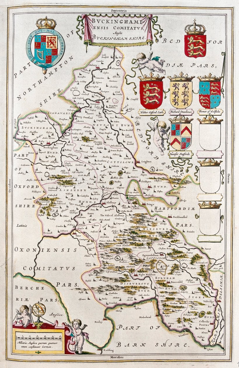 Buckingam shire, w "Theatrum Orbis Terrarum, sive Atlas Novus" Willema Blaeu, Amsterdam autorstwa Willem Blaeu