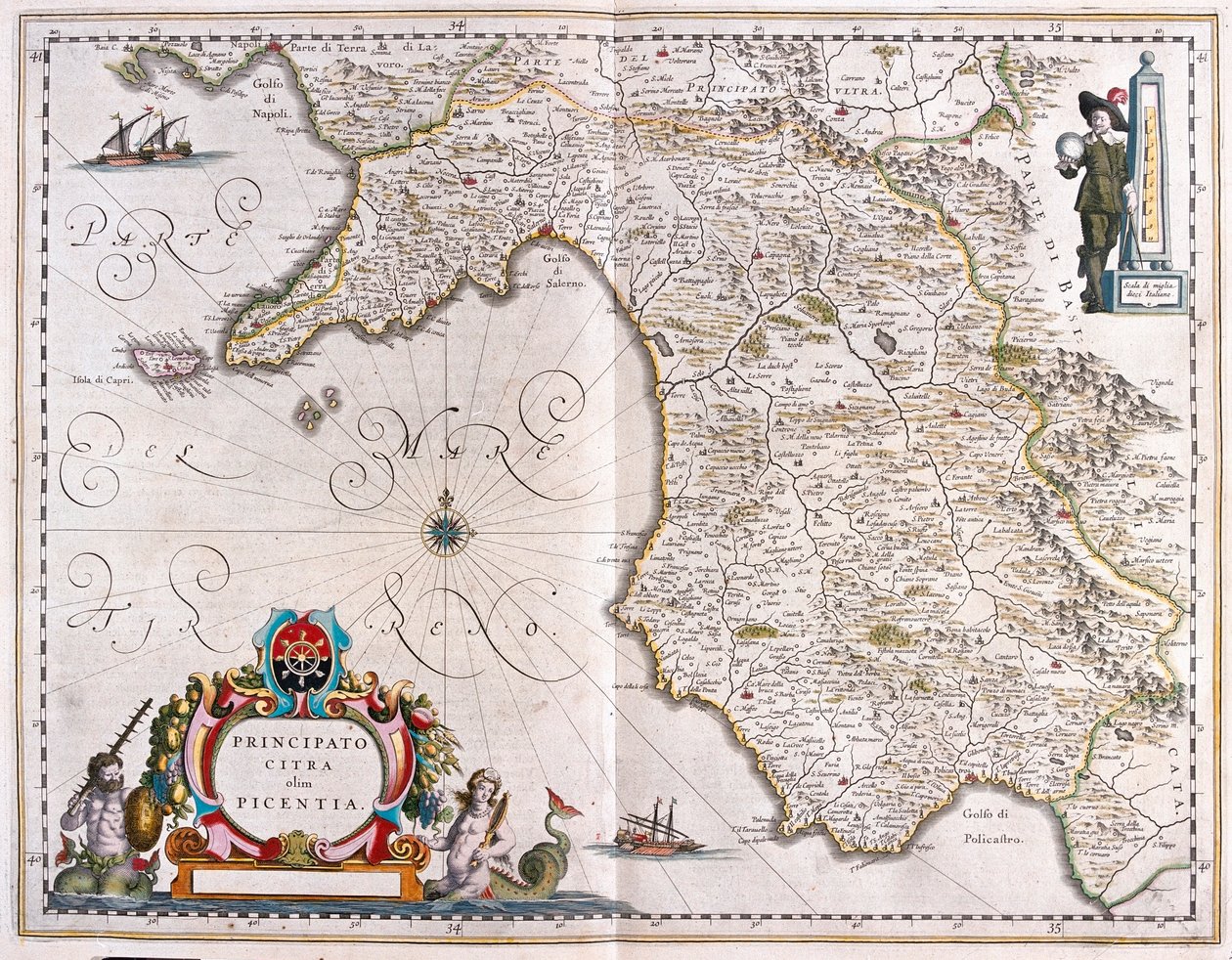 Kampania, Włochy, w "Theatrum Orbis Terrarum, sive Atlas Novus" Willema Blaeu, Amsterdam autorstwa Willem Blaeu