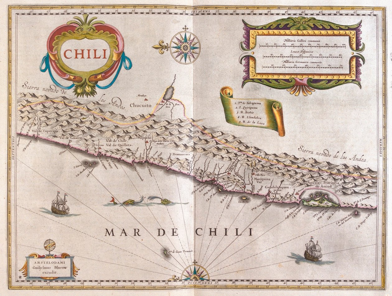 Chile, w "Theatrum Orbis Terrarum, sive Atlas Novus" Willema Blaeu, Amsterdam autorstwa Willem Blaeu