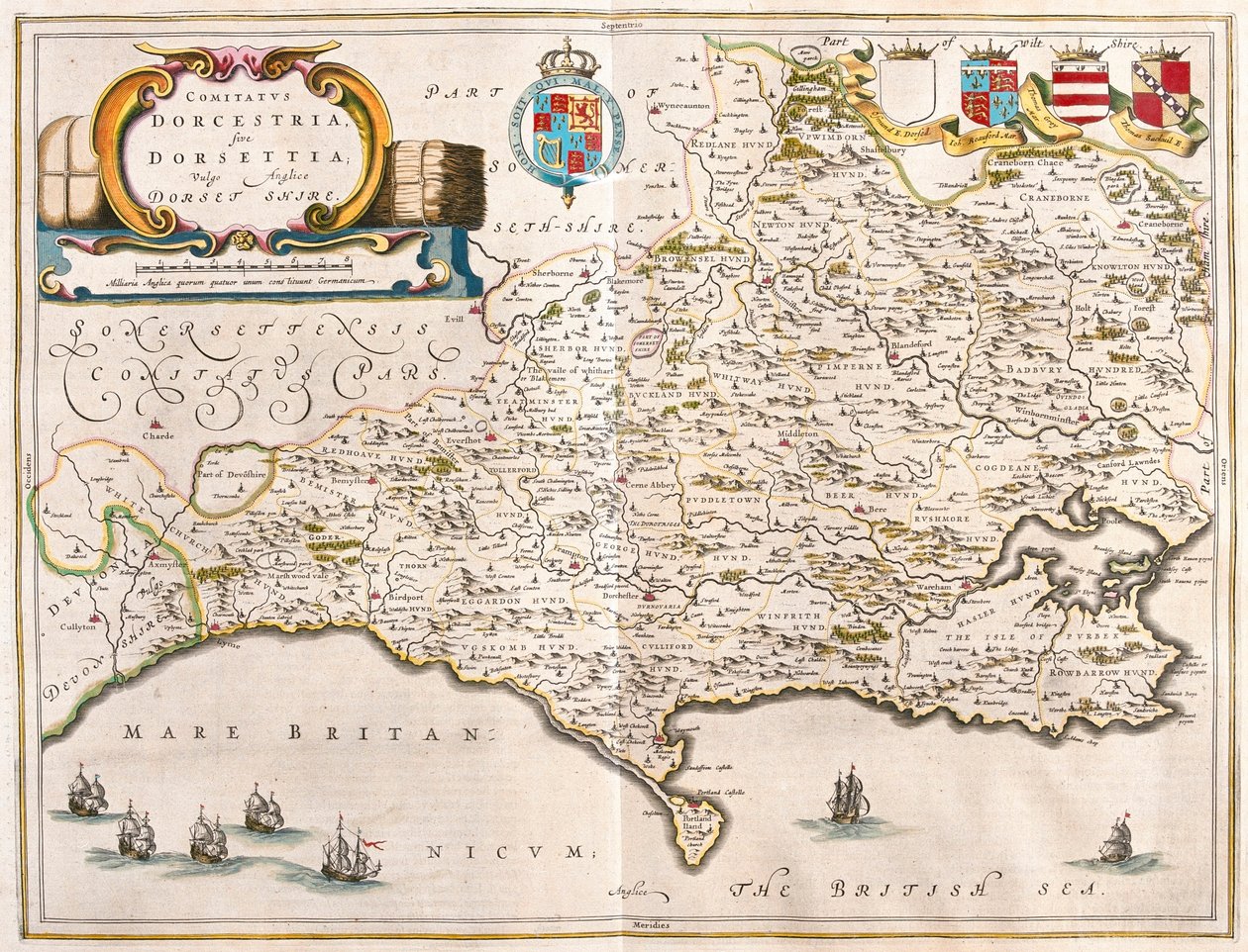 Dorchester (Dorset), w "Theatrum Orbis Terrarum, sive Atlas Novus" Willema Blaeu, Amsterdam autorstwa Willem Blaeu