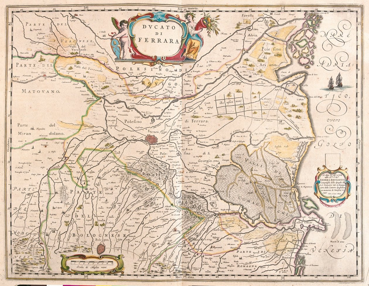 Ferrara, Włochy, w "Theatrum Orbis Terrarum, sive Atlas Novus" Willema Blaeu, Amsterdam autorstwa Willem Blaeu