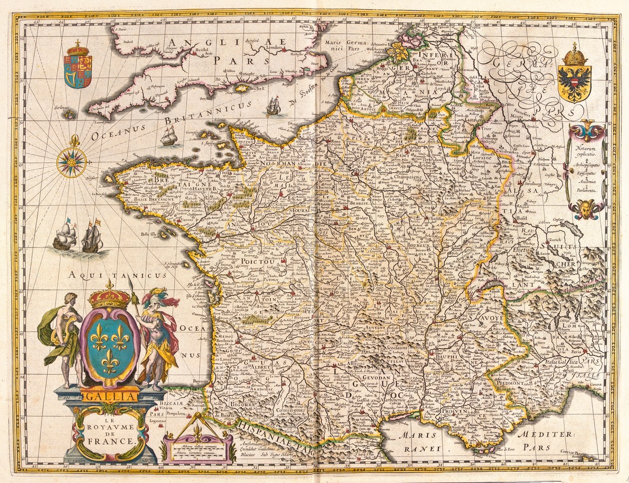 Francja, w "Theatrum Orbis Terrarum, sive Atlas Novus" Willema Blaeu, Amsterdam autorstwa Willem Blaeu