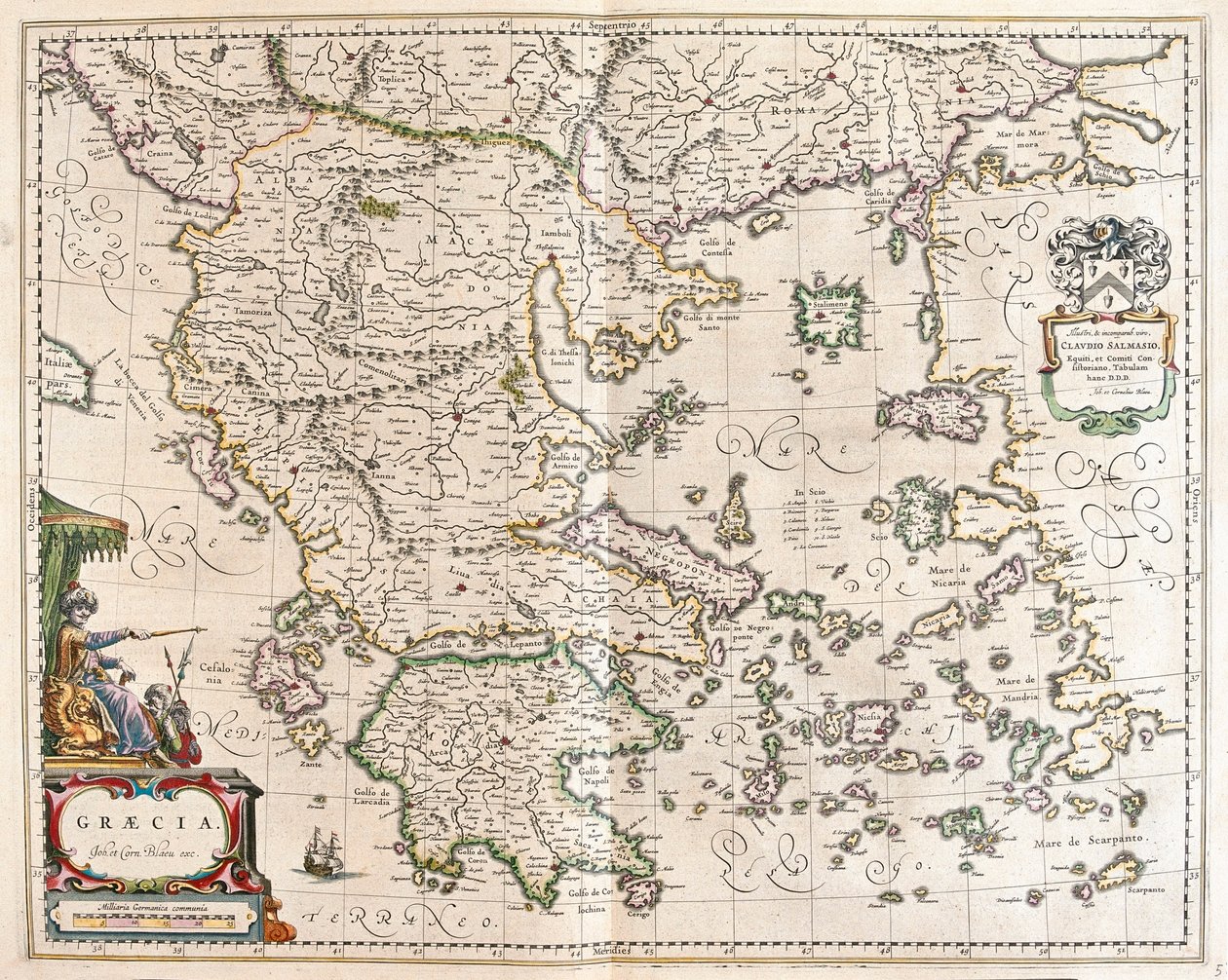 Grecja, w "Theatrum Orbis Terrarum, sive Atlas Novus" Willema Blaeu, Amsterdam autorstwa Willem Blaeu