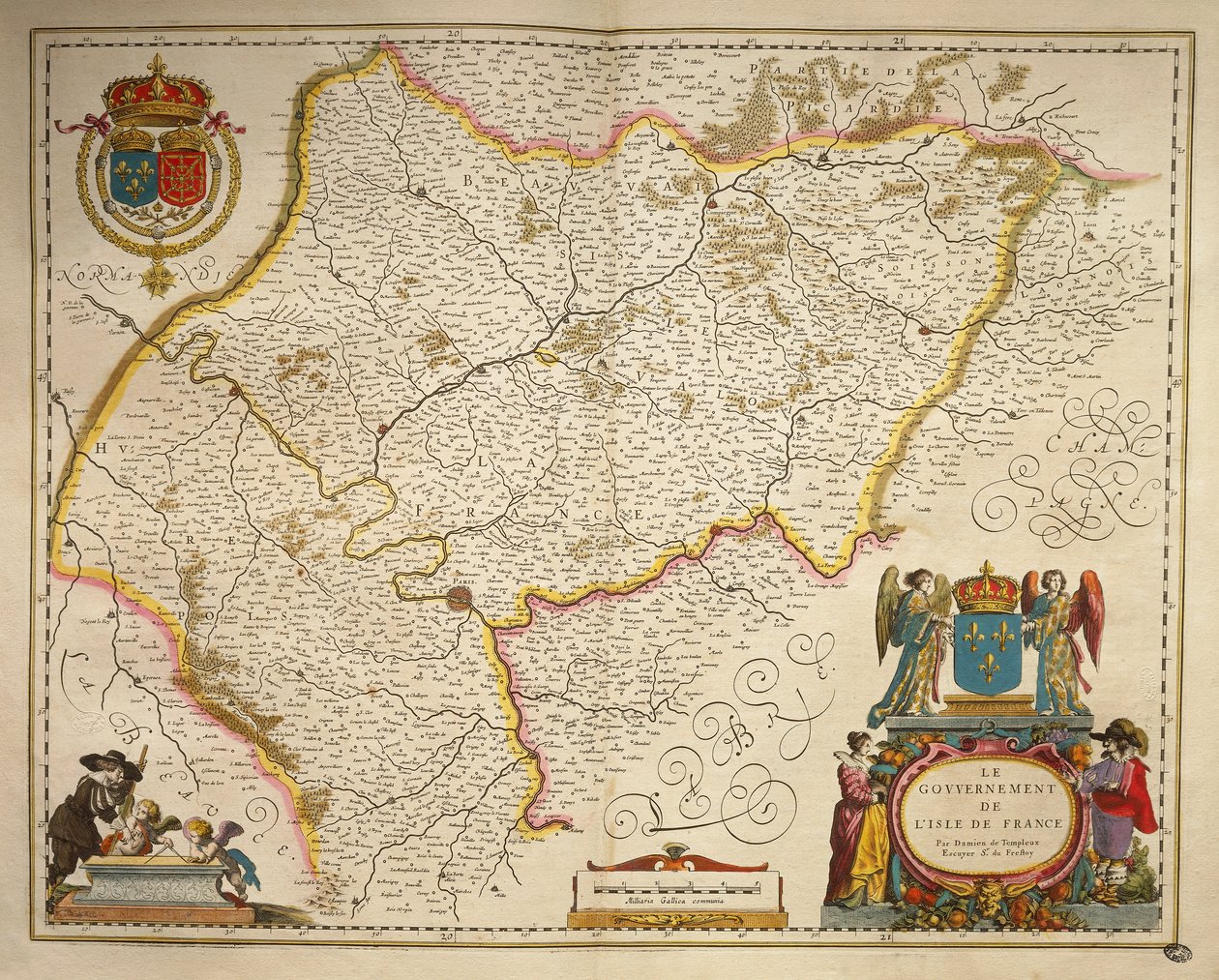 Ile-de-France, Wyspa Francuska z Theatrum Orbis Terrarum autorstwa Willem Bleau, Amsterdam autorstwa Willem Blaeu