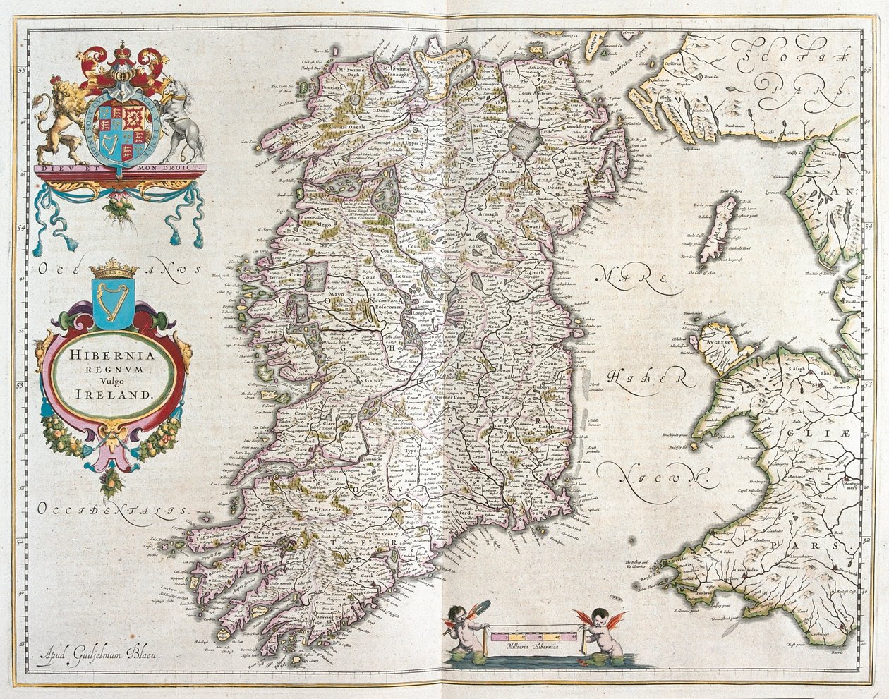 Irlandia, w "Theatrum Orbis Terrarum, sive Atlas Novus" Willema Blaeu, Amsterdam autorstwa Willem Blaeu