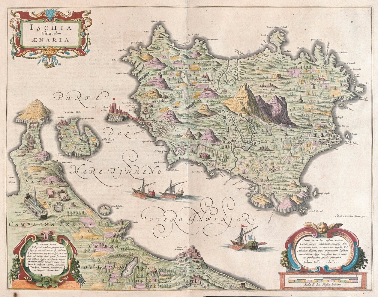 Wyspa Ischia, Włochy, w "Theatrum Orbis Terrarum, sive Atlas Novus" Willema Blaeu, Amsterdam autorstwa Willem Blaeu