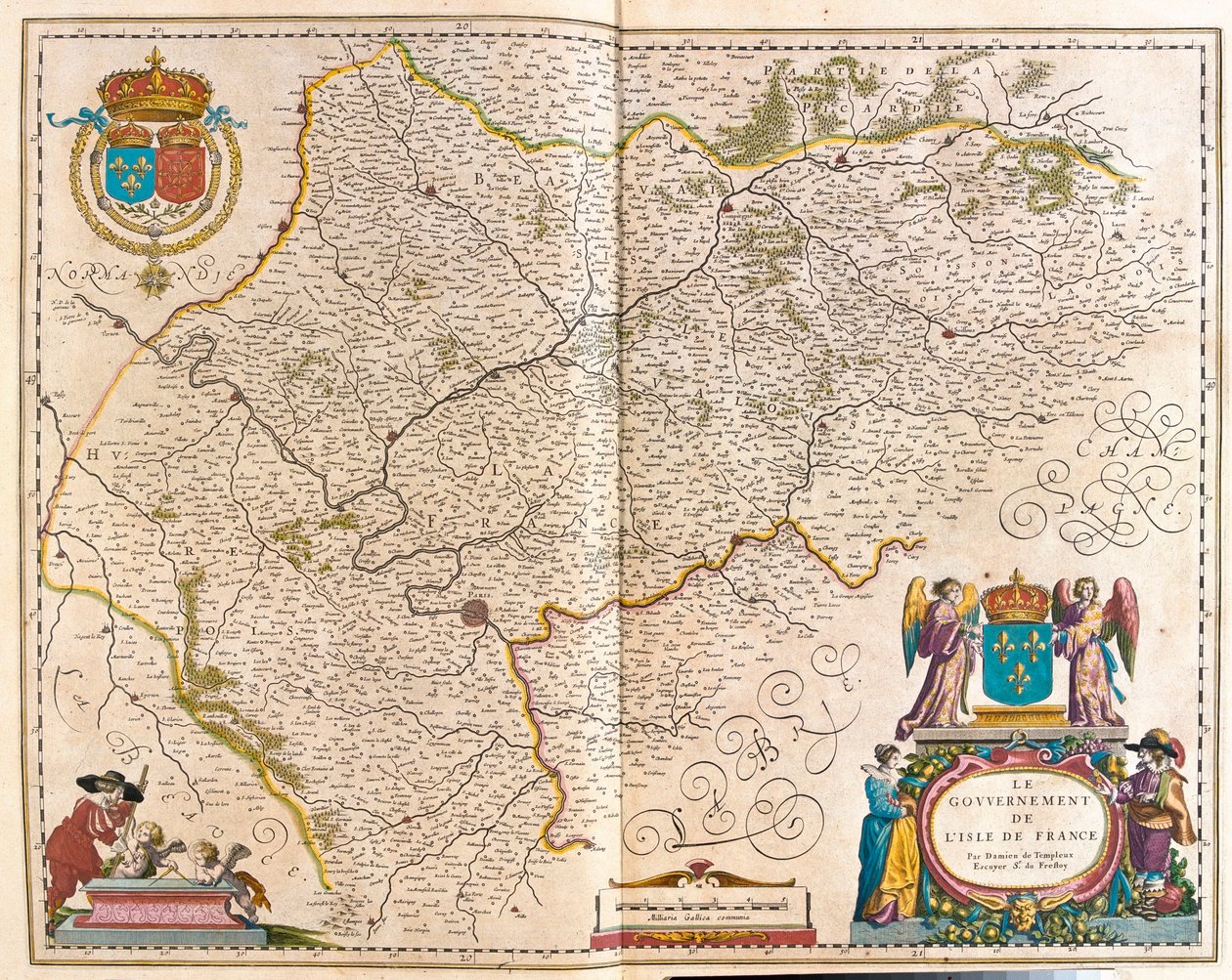 Isle de France, w "Theatrum Orbis Terrarum, sive Atlas Novus" Willema Blaeu, Amsterdam autorstwa Willem Blaeu