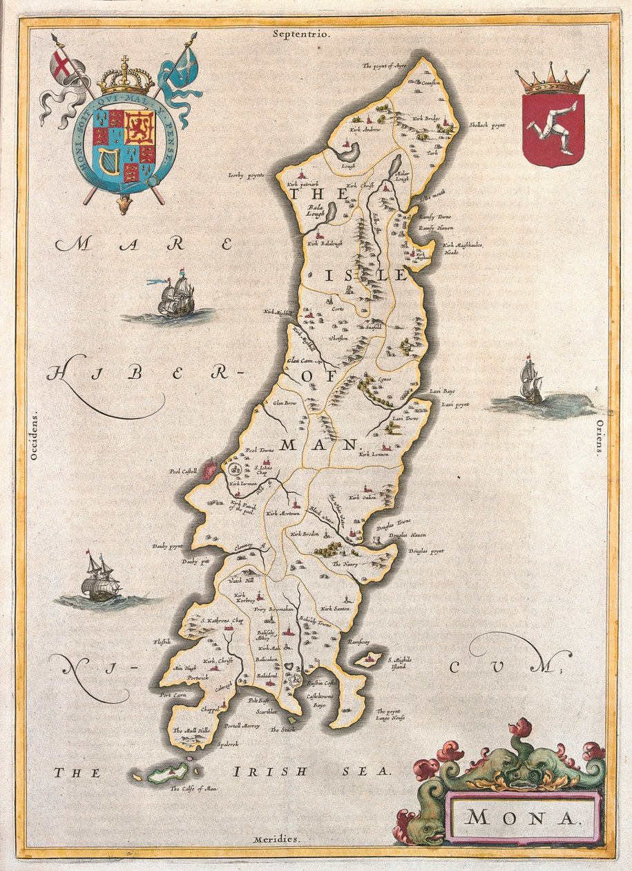 Wyspa Man, w "Theatrum Orbis Terrarum, sive Atlas Novus" Willema Blaeu, Amsterdam autorstwa Willem Blaeu