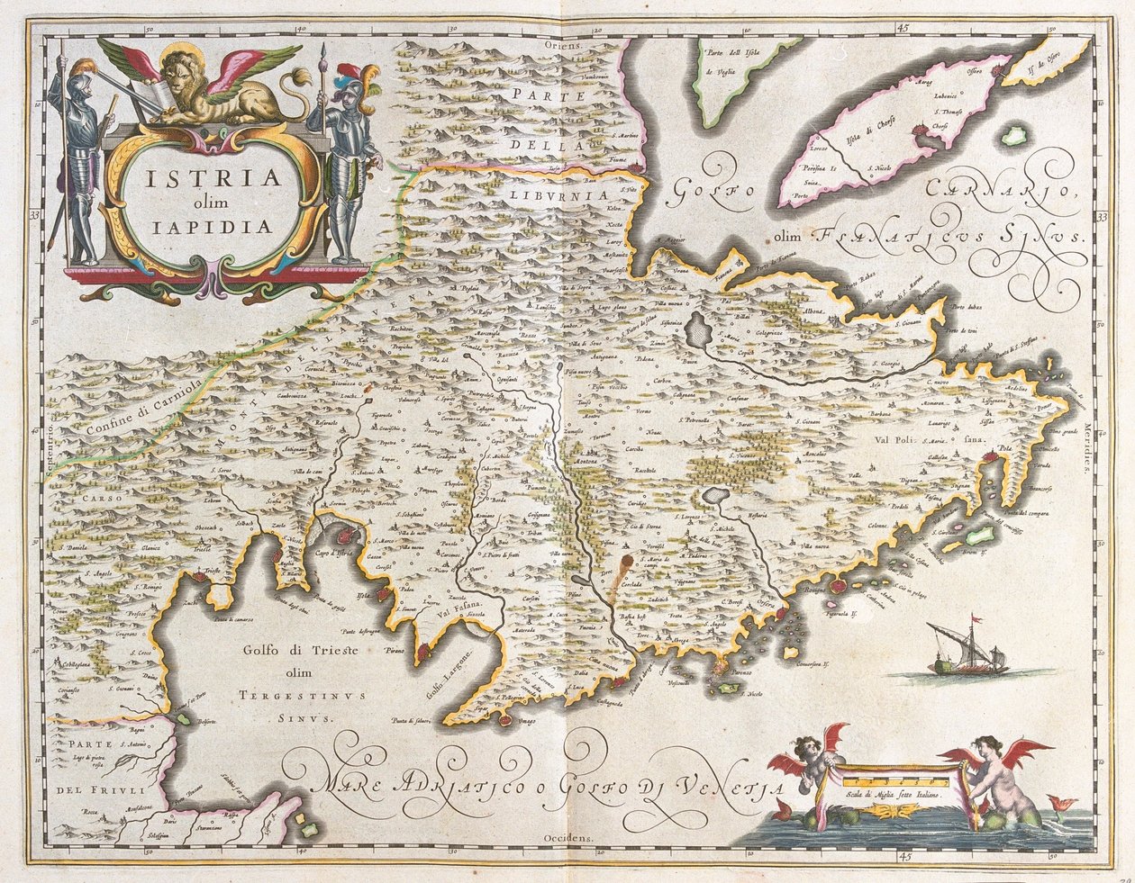 Istria, w "Theatrum Orbis Terrarum, sive Atlas Novus" Willema Blaeu, Amsterdam autorstwa Willem Blaeu