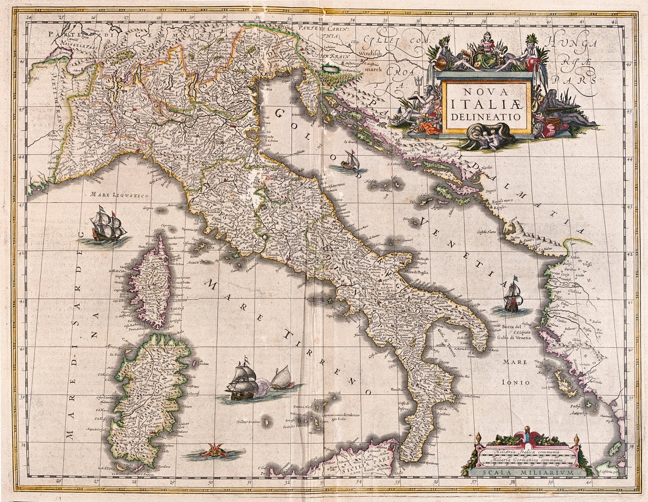 Włochy i Korsyka, w "Theatrum Orbis Terrarum, sive Atlas Novus" Willema Blaeu, Amsterdam autorstwa Willem Blaeu