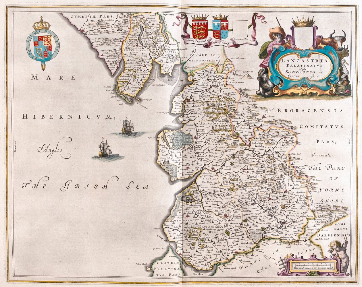 Lancaster i Lancastshire, w "Theatrum Orbis Terrarum, sive Atlas Novus" Willema Blaeu, Amsterdam autorstwa Willem Blaeu
