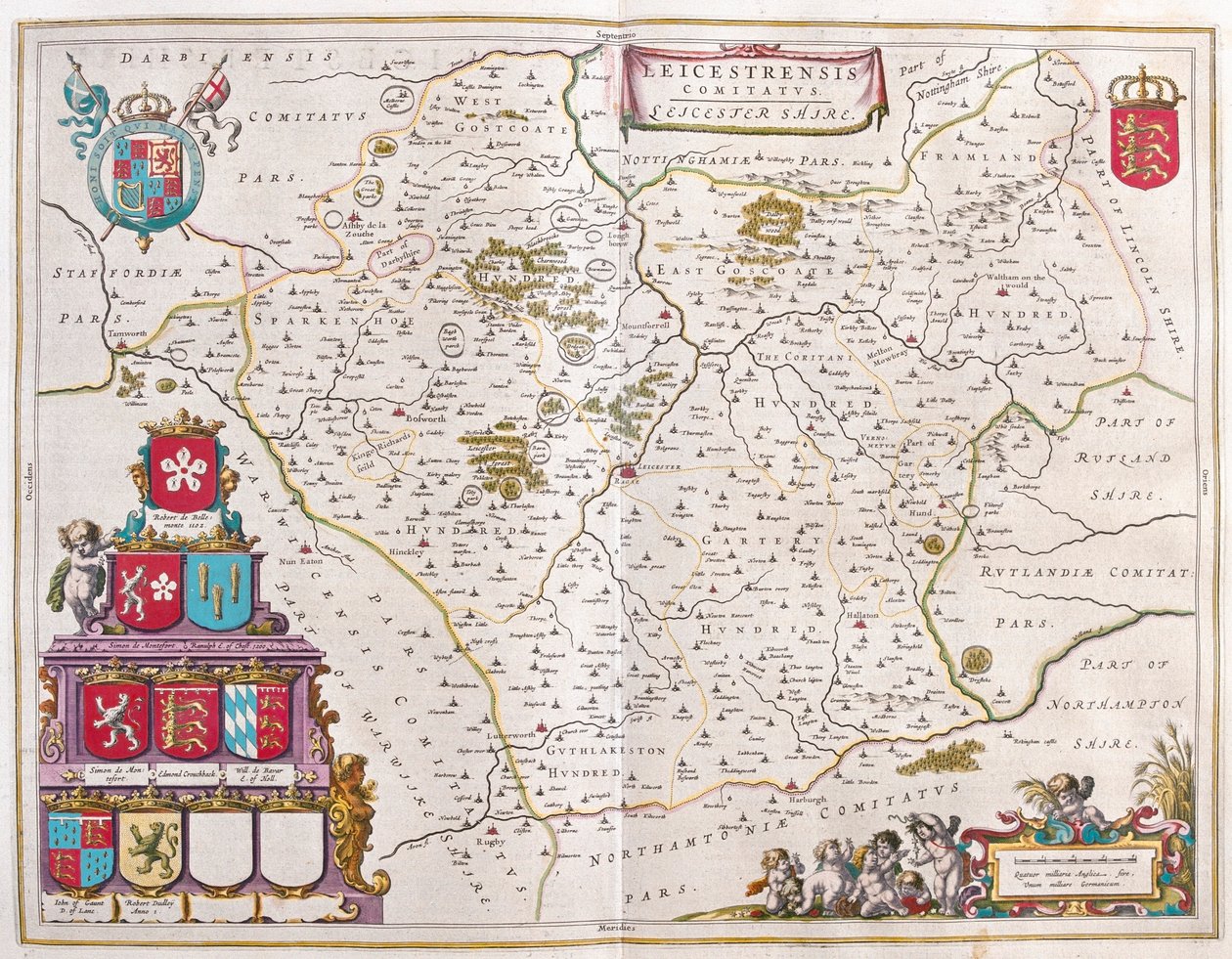 Leichester, w "Theatrum Orbis Terrarum, sive Atlas Novus" Willema Blaeu, Amsterdam autorstwa Willem Blaeu