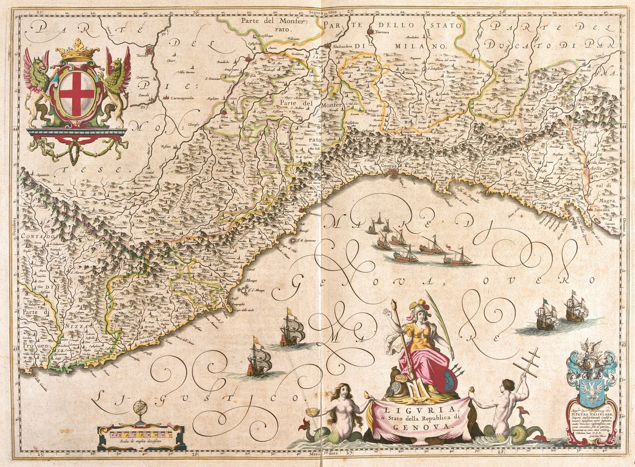 Liguria, Włochy, w "Theatrum Orbis Terrarum, sive Atlas Novus" Willema Blaeu, Amsterdam autorstwa Willem Blaeu