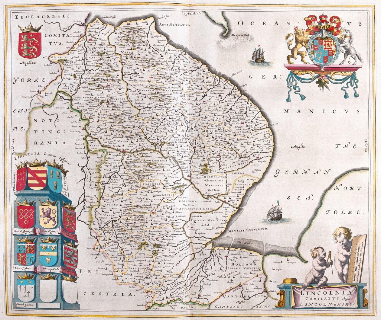 Lincoln shire, w "Theatrum Orbis Terrarum, sive Atlas Novus" Willema Blaeu, Amsterdam autorstwa Willem Blaeu