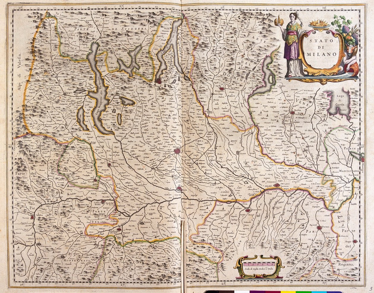 Lombardia, Włochy, w "Theatrum Orbis Terrarum, sive Atlas Novus" Willema Blaeu, Amsterdam autorstwa Willem Blaeu
