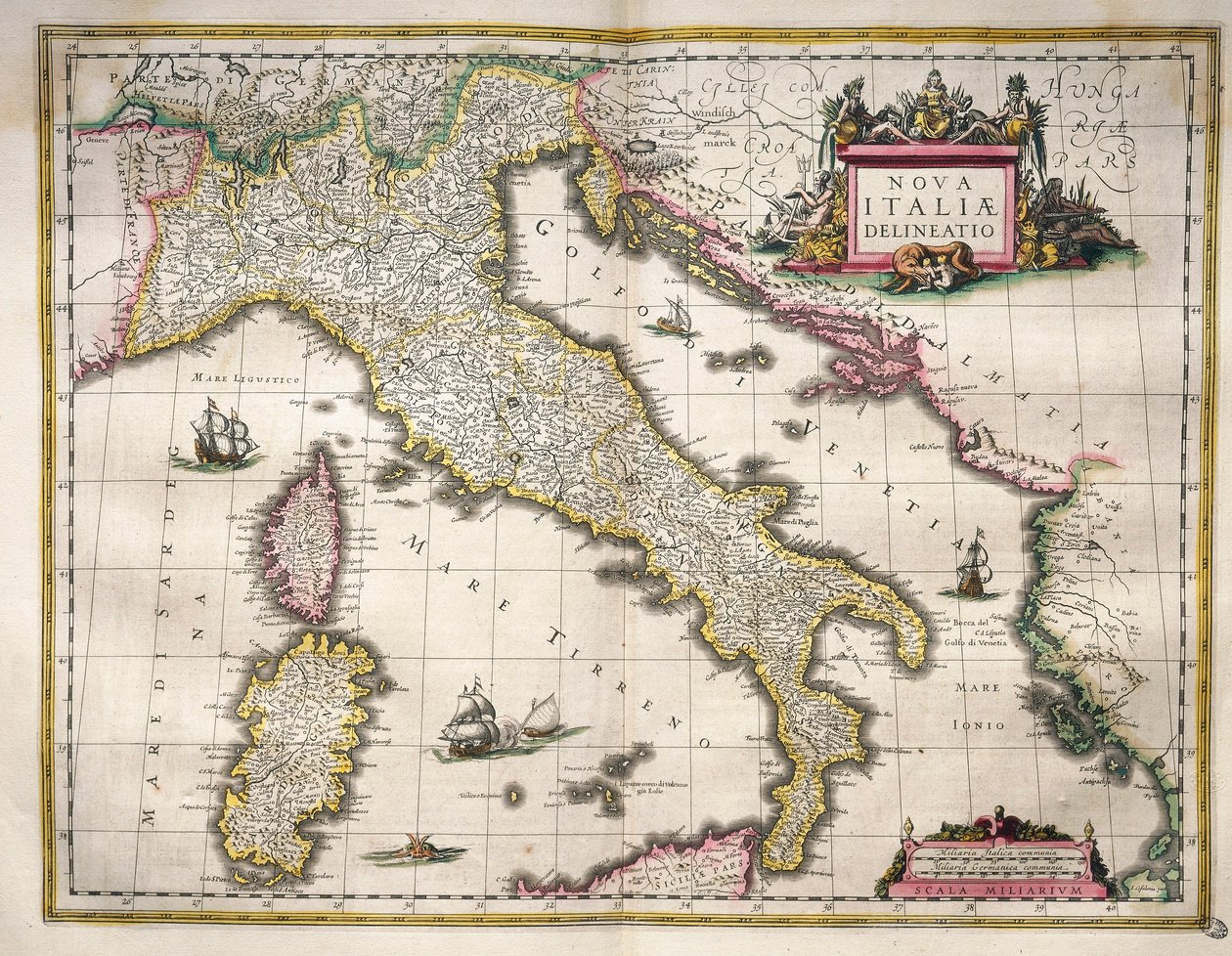 Mapa Włoch z Theatrum Orbis Terrarum autorstwa Willema Blaeu, Amsterdam autorstwa Willem Blaeu